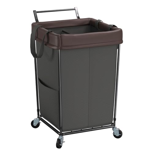 Mefirt 160L Laundry Hamper with Wheels and Handle, 2 Section Laundry Hamper with Wheels, Large Rolling Laundry Basket, Dirty Clothes Hamper Cart on Wheels for Laundry, Bedroom, Bathroom and Dorm - color: Black, size: 160L-with handle