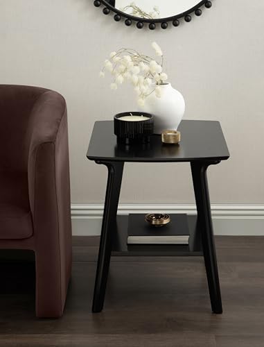 Kate and Laurel Louena Mid-Century Rectangle Wood Side Table, 22 x 20 x 24, Black, Modern Decorative Two-Tier End Table for Use as a Bedroom Nightstand or Apartment Living Room Accent