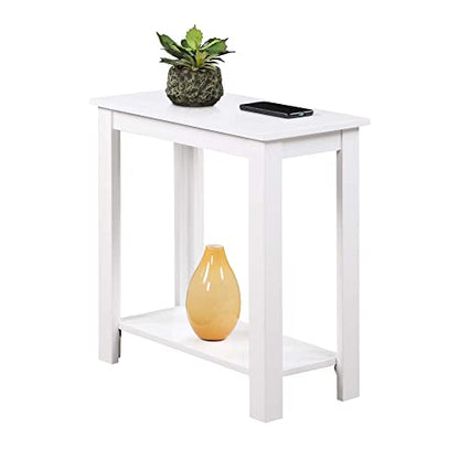 Convenience Concepts Designs2Go Baja Chairside End Table 23.75"- Modern Living Room Table with Storage Shelf, Transitional Bedside Table, White - color: White