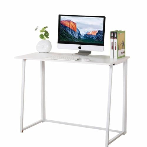 Folding Small Desk - Versatile Laptop Study Writing Table - White - Space-Saving Design - Perfect for Home Office