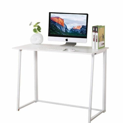 Folding Small Desk - Versatile Laptop Study Writing Table - White - Space-Saving Design - Perfect for Home Office