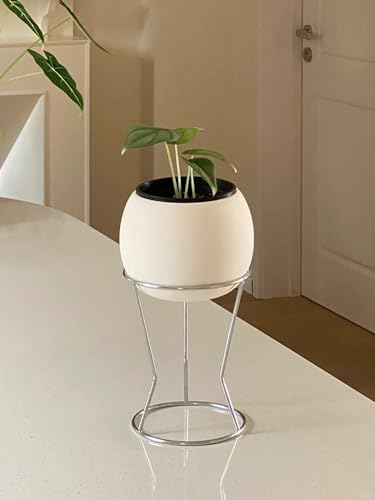 RISEON 2 Pack Mid Century Modern Simple Small Plant Stand Metal Flower Display Stand- Round Decorative Flower Shelf Rack Garden Plant Pot Riser Holder Modern Desk Plant Stand for Indoor Outdoor Home Patio Decor