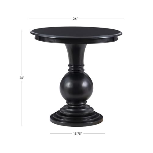 Pemberly Row Set of 2 Round Wood Accent Tables with Pedestal Base in Jet Black