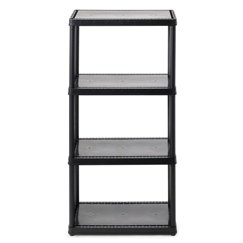 Gracious Living 4 Shelf Fixed Height Solid Light Duty Storage Unit 24 x 12 x 48" Organizer System for Home, Garage, Basement, and Laundry, Black - color: 4 Shelf - Black, size: 1 Pack