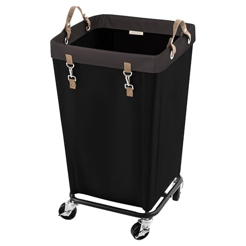 StorageWorks 110L Laundry Basket with Wheels, Rolling Hampers for Clothing - color: Black, size: 110L