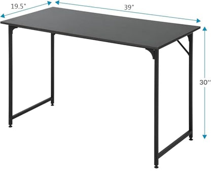 Dkelincs 40 Inch Small Computer Desk Home Office Desk Writing Desk Modern Simple Style Study Work Table with Metal Frame, Easy Assembly, Adjustable Feet, Water-Resistant, Scratchproof Surface, Black - color: Black, size: 40 Inch