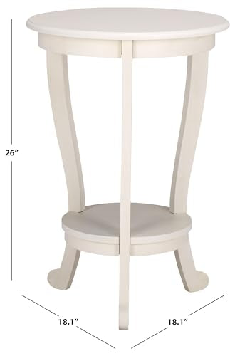SAFAVIEH Furniture - Mary Pedestal Table - Ivory - Solid Wood - Farmhouse Pedestal Design - Ideal for Living Room, Entryway, Home Office, 18.1" W x 18.1" D x 26" H (AMH5711J) - color: Ivory
