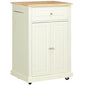 HOMCOM Rolling Kitchen Island Cart, Portable Serving Trolley Table with Drawer, Adjustable Shelf and 2 Towel Racks, Cream White - color: Cream White