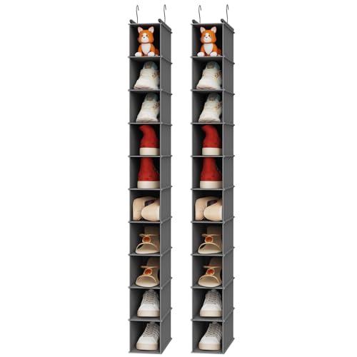 MAX Houser 10-Shelf Hanging Shoe Shelf Organizer, Hanging Shoe Storage for Closet,Pack of 2(Grey) - color: Ashy, size: 2-Pack