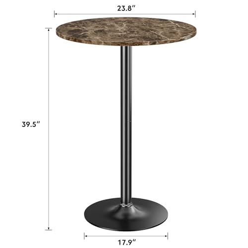 Shahoo Round Bar Table, Cocktail Table with Metal Base & MDF Top, Counter Height Pub Table for Dining Room, Living Room, Kitchen, Bar, Pub, Cafe, Faux Marble - color: Faux Marble, style: Basic
