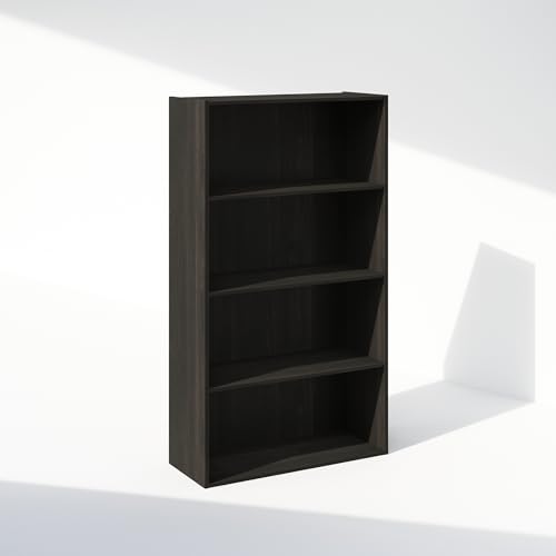 Furinno Simple Book Shelf, 4-Tier Bookshelf, Bookcase with Open Shelf, 9.4 x 23.6 x 41.7, for Living Room, Bedroom, Home Office, Espresso - color: Espresso, size: 4-Tier, Standard