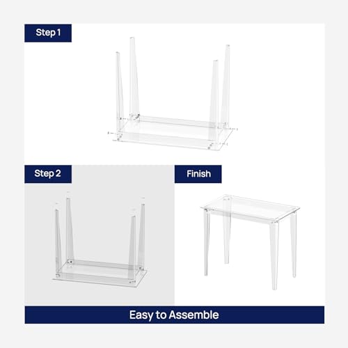 HMYHUM Small Acrylic Computer Desk, 35.4 Inch, Clear Study Desk for Home Office, Writing, Vanity, Modern, Easy Assembly, 19.7"" W x 29.5"" H, Right-Angle Legs Design, 01011