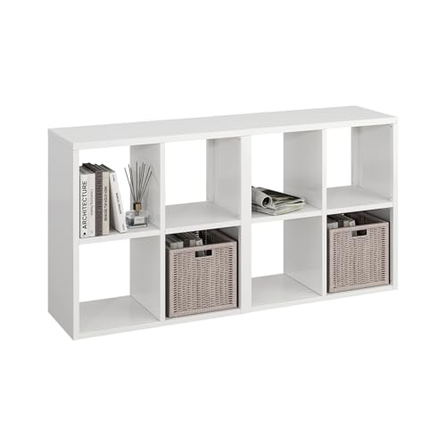 IRONMIX Metal Short Bookshelf, White Small Bookshelf with Storage, Modern 4 Cube Storage Organizer with Shelves, Open Cube Shelf, Small TV Stand for Home Office Library (White, 700-2 Set) - color: White, size: 700-4 Cube-2 Set