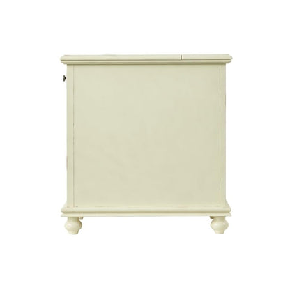 Martin Svensson Home Elegant Chairside End Table with Power — 24″W x 16″D x 25″H, Antique Cream White — Transitional Painted Accent Table with Flip-Top USB Charging, Drawer & Cabinet Storage - color: Antique Cream White