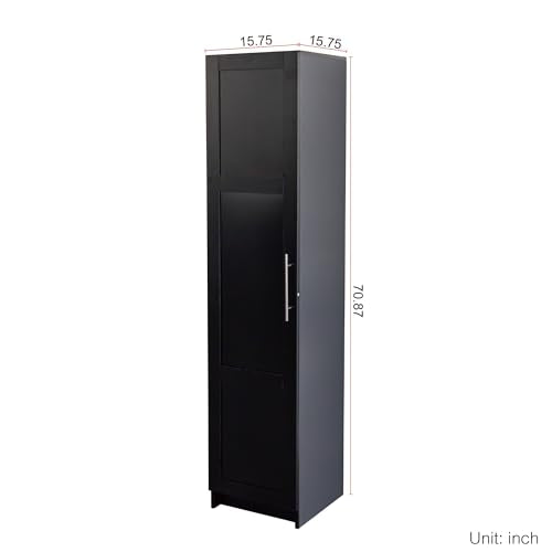 Slim Tall Storage Cabinet,Pantry Cabinet with Doors Shelves Small Space for Kitchen Living Room Bathroom, Black - color: 01 Black