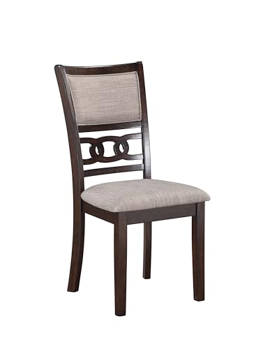 New Classic Furniture Gia Dining Chair (Set of Four), Light Brown Fabric Upholstered Seat & Back Rest, Cherry Brown - color: Cherry, size: Set of 4, style: Dining Chair