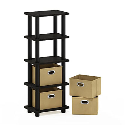 Furinno LACi 4-Bins System Rack, 11.3(W) x 28.8(H) Inch, Espresso/Black - color: Espresso/Black, size: 4-Bins
