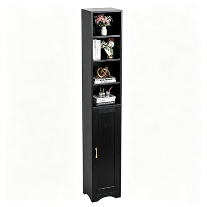 VECELO 71” Freestanding Storage Cabinet with 6 Removable Shelves, Bottom Closed Compartment, Elevated Dust-Resistant Base, Adjustable Organizer for Home-Black - color: Black