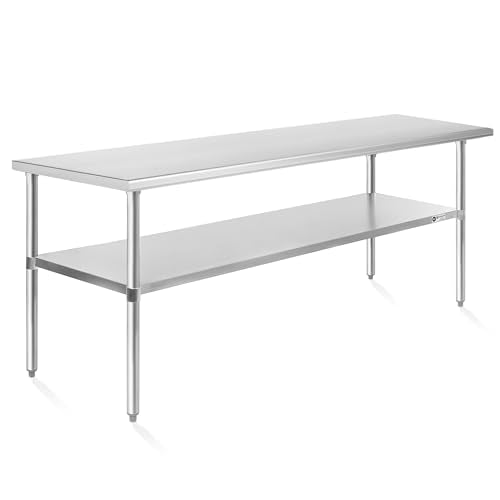 KUTLER Stainless Steel Table 30 x 72 Inches, NSF Heavy Duty Commercial Kitchen Prep and Work Table with Undershelf for Restaurant, Hotel, Home - size: 30" x 72"