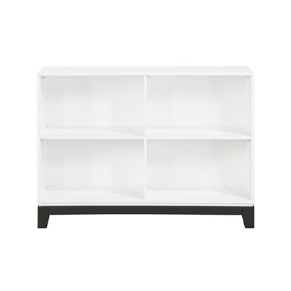 Lexicon Cube Bookshelf, 2 Tier 4-Cube Low Bookcase, Display Cabinet with Legs, Wood Book Shelf Organizer Storage Shelf, Book Shelves for Bedroom, Living Room, Office, White and Metallic Gray - color: White, style: 4 Cube Bookcase