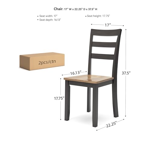 Signature Design by Ashley Gesthaven Solid Wood Frame Dining Chair, Set of 2, Natural/Brown - color: Light Brown & Dark Brown