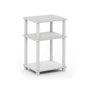 Furinno JUST Side Table, 3-Tier End Table, Open Shelves Night Stand, Bedside Table, Toolless Assembly, for Living Room, Bedroom, Bathroom, White(Espresso) - color: White/Espresso, size: 3-Tier, Round Pole, style: 1-Pack