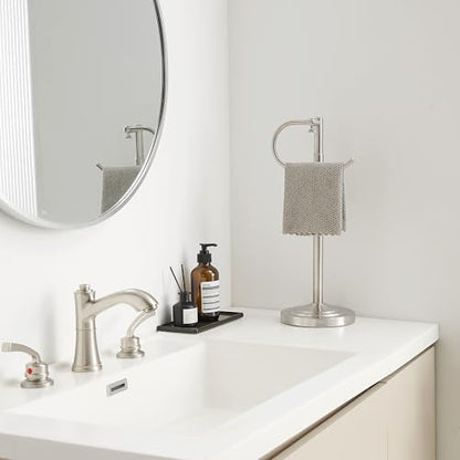 RFOUO Hand Towel Holder Stand, Towel Racks for Bathroom, Brushed Nickel | Stainless Steel, Adjustable 16.5-26 Inch,Heavy base,Space Saving Standing Towel Rack For Bathroom Kitchen Vanity Countertops - color: Brushed Nickel