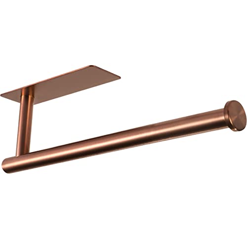 theaoo Under Cabinet Paper Towel Holder for Kitchen,Self-Adhesive,Rose Gold | Wall Mounted Paper Towel Roll Rack for Bathroom or Kitchen, SUS304 Stainless Steel, Install with Adhesive or Screws - color: Rose Gold