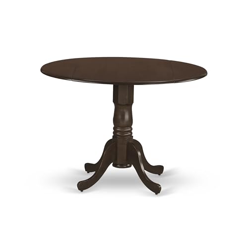 East West Furniture DLT-ESP-TP Dublin Modern Kitchen Table - a Round Dining Table Top with Dropleaf & Pedestal Base, 42x42 Inch, Espresso - color: Dlt-esp-tp