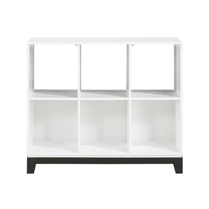 Lexicon Cube Bookshelf, 2 Tier 6-Cube Low Bookcase, Display Cabinet with Legs, Wood Book Shelf Organizer Storage Shelf, Book Shelves for Bedroom, Living Room, Office, White and Metallic Gray - color: White, style: 6 Cube Bookcase