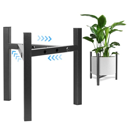 Airpark Plant Stand Indoor Adjustable, Metal Modern Plant Stand, Heavy Duty Stable Plant, Fit 8-12 inch Pots, Number of Items-2, Color-Black (Pot & Plant Not Included) - color: Black