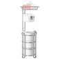 Toilet Paper Holder Stand with Shelf for Phone, Bathroom Free Standing Tissue Roll Storage Rack with Dispenser for 4 Mega Rolls, Chrome - color: Chrome