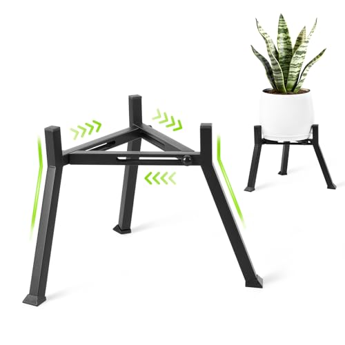 Metal Plant Stand Indoor Outdoor- Anti-Rust Metal Plant Stand, Stable Corner Plant Stands Fits 5.9 to 8.7 Inches Pots, Adjustable Heavy Duty Plant Pot Flower Holder for Patio, Garden, Home, Black - 1 Pack - size: M