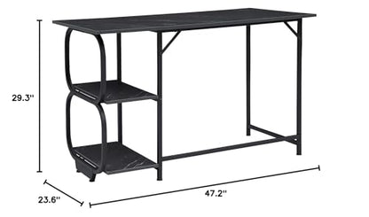 Anivia Gaming Computer Desk, Small Home Office Desk with 2 Storage Shelves, 47" Writing Desks Industrial Simple Style Wood Table Metal Frame for PC Laptop Notebook（Black） (47-B) - color: Black Marbling