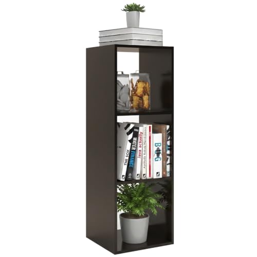 CTESNE【2026 Shelf with 3 Compartments with Tilt Protection + Reversible Shelf with Open Back, Multi-Layer and Multi-Grid Layout (Chocolate 11 inches) - color: Chocolate, size: 3 Cube 11in
