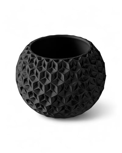 Trinity Sphere Planter – Modern Geometric Plant Pot for Indoor Plants, Succulents, Herbs Decorative Vase for Table, Shelf, Office, Home Decor (Black, Outer Dimensions: Compact 6" Width x 4.5" Height)