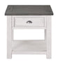 Martin Svensson Home Monterey Solid Wood End Table White with Grey Top | Farmhouse Rustic, Coastal Side Table, Drawer and Storage Shelf - color: White and Grey