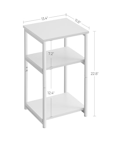 VASAGLE BARNET Collection - Side Table, Small End Table for Living Room, Modern Tall Nightstand, Bedroom, Office, Bathroom, Steel Frame, Cloud White ULET273W14 - color: Cloud White