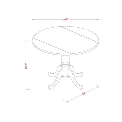 East West Furniture DLT-BLK-TP Dublin Modern Kitchen Table - a Round Dining Table Top with Dropleaf & Pedestal Base, 42x42 Inch, Black - color: Dlt-blk-tp
