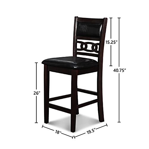 New Classic Furniture Gia Counter Dining Chair (Set of Four), Black PU Upholstered Seat & Back Rest, Ebony - color: Ebony, size: Set of 4, style: Counter Chair