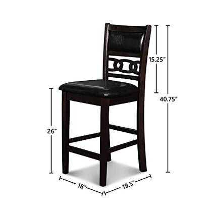 New Classic Furniture Gia Counter Dining Chair (Set of Four), Black PU Upholstered Seat & Back Rest, Ebony - color: Ebony, size: Set of 4, style: Counter Chair