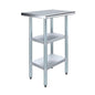 Stainless Steel Work Table with 2 Shelves | Metal Utility Table | Commercial & Residential NSF Utility (Stainless Steel Table with 2 Shelves, 24" Long x 18" Deep) - size: 24" Long x 18" Deep