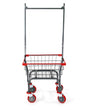 Laundry Cart Grey Powder Coated with Double Pole Rack, 1.5-Bu (Red, Black, Blue Trim) (Red) - color: Red