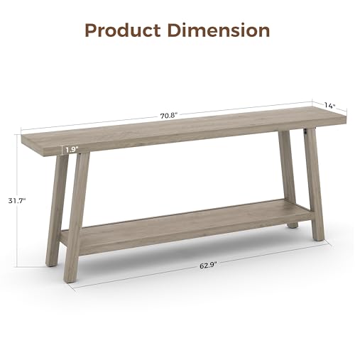 GarveeHome 70.87" Extra Long Console Table, Narrow Sofa Table Behind Couch, Grey Entryway Table for Hallway Living Room Foyer, Farmhouse Accent Skinny Table, Grey, 70.87" L x 14.02" W - color: Rustic Grey, size: 70.87"L x 14.02"W x 31.5"H