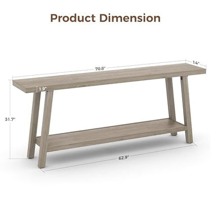 GarveeHome 70.87" Extra Long Console Table, Narrow Sofa Table Behind Couch, Grey Entryway Table for Hallway Living Room Foyer, Farmhouse Accent Skinny Table, Grey, 70.87" L x 14.02" W - color: Rustic Grey, size: 70.87"L x 14.02"W x 31.5"H