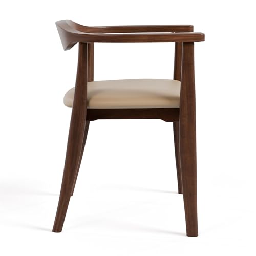 Furniture of America Nazaen I Mid-Century Modern Solid Wood 245-inch Side Chairs Set of 2 with Arm Rest, Semi-Handmade, Upholstered Seating for Home Kitchen, Dining Room, Rich Walnut - color: Rich Walnut, size: Style 1