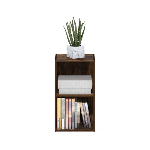 Furinno PASIR Book Shelf, 2-Tier Modern Bookshelf, Open Shelves Cube Bookcase, 9 x 12 x 21, Easy Assembly, Closed Back, for Living Room, Bedroom, Home Office, Amber Oak - color: Amber Oak, size: 2-Cube, 9 x 12 x 21