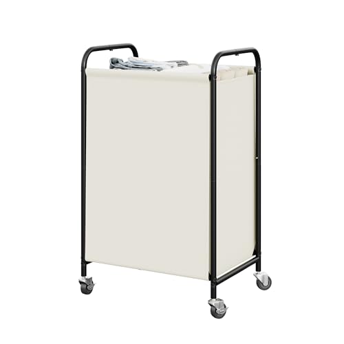 GRANNY SAYS 110L Laundry Hamper, Large Laundry Basket with Wheels and Handles, Durable and Sturdy Rolling Cart for Laundry Room, Bathroom, Bedroom, Beige - color: Beige, size: 110L