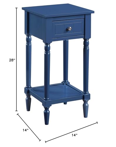 Convenience Concepts French Country Khloe 1 Drawer Accent End Table 14" - Traditional Farmhouse Side Table with Storage Drawer and Shelf for Living Room, Cobalt Blue - color: Cobalt Blue