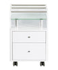 J & A Glass Top Pedi Cart and Trolley for Salons & Spas, Tempered Glass Shelf, 2 Spacious Drawers, Heavy Duty Swivel Casters with Lock for use with Any Pedicure Chair, JA-DP-CART-WHT, White - color: White